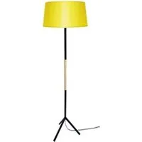 lampe de lecture tosel 51031 lampadaire droit métal noir naturel et jaune l 40 p 40 h 160 cm ampoule e27
