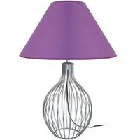 lampe de lecture tosel rugby lampe a poser fil acier 45x45x62 cm - alu et violet 62693