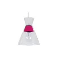 lampe de lecture generique suspension conical - lustre verre et métal - transparent rose - e27 40w 16774
