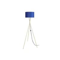 lampe de lecture tosel 51599 lampadaire trépied métal doré et bleu l 60 p 60 h 150 cm ampoule e27