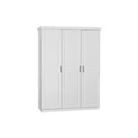 alaska - armoire 3 portes + penderie bois massif vernis blanc -