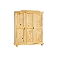 oliver - armoire 3 portes + penderie bois massif naturel -