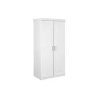 alaska - armoire 2 portes + penderie bois massif vernis blanc -