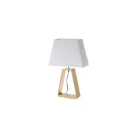 lampe à poser wadiga lampe à poser triangle bois et abat-jour blanc - hauteur 60cm