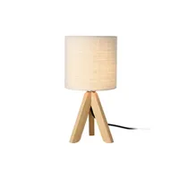 lampe de bureau generique lampe de bureau elégante lampe de table stylée liseuse trépied e14 bois lin hauteur 37.5 cm beige bois naturel [lux.pro]