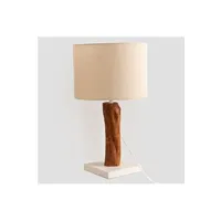 lampe à poser sklum lampe de table en bois lobra blanc 61 cm