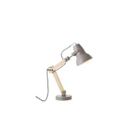 lampe à poser wadiga lampe de bureau métal gris et bois - hauteur 43cm