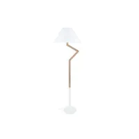 lampe de lecture tosel 51186 lampadaire articulé bois naturel et blanc l 40 p 40 h 170 cm ampoule e27