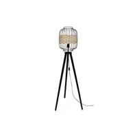 lampe de lecture tosel 51421 lampadaire trépied bois noir et marron l 40 p 40 h 170 cm ampoule e27