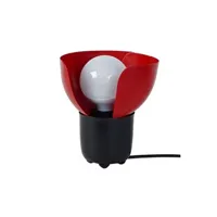 autres luminaires tosel 64424 lampe de chevet demi bol métal noir et rouge l 16 p 16 h 17 cm ampoule e27