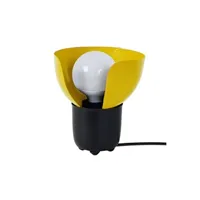 autres luminaires tosel 64432 lampe de chevet demi bol métal noir et jaune l 16 p 16 h 17 cm ampoule e27