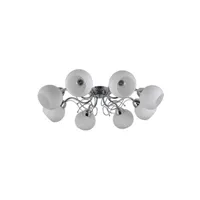 plafonnier italux masseri - plafonnier stylisé chromé, blanc 8 lumières avec abat-jour blanc, e27