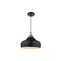suspension dar lighting dar gaucho - suspension simple dome noir et cuivre, 1x e27