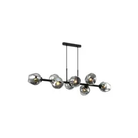 suspension italux borgo - luminaire suspendu moderne noir, 8 lumières fumé avec abat-jour en graphite fumé, e27