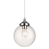suspension firstlight products firstlight seville - luminaire suspendu à 1 ampoule globe chrome avec verre transparent, e27