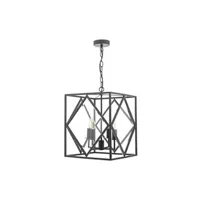 suspension dar lighting dar jepsen - lanterne en fil de fer noir et verre biseauté, 4x e14