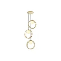 suspension merano lighting merano bergamo plafonnier à 3 ampoules peinture or brossé et verre opale brillant