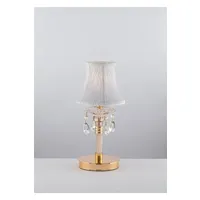 lampe à poser fan europe monet lampe de table avec abat-jour conique rond doré, cristal et tissu 18x38cm