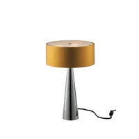 lampe à poser fan europe heminguay lampe de table cylindrique 3 lumières or, abat-jour en aluminium et diffuseur en verre 25x40cm