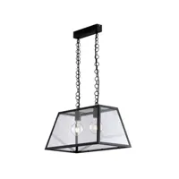 suspension fan europe lexington - suspension de plafond bar lantern, noir, transparent, e27
