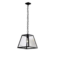 suspension fan europe lexington - suspension de plafond lantern, noir, transparent, e27