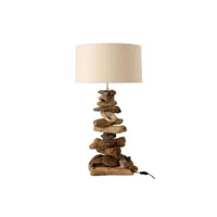 lampe à poser maison et styles lampe de table 45x45x63,5 cm en bois flotté et coton beige