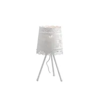 lampe à poser fan europe cluny lampe de table avec abat-jour conique rond blanc 20x46cm