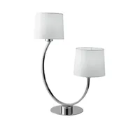 lampe à poser fan europe astoria - lampe de table double avec abat-jour, chrome, blanc, e27