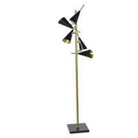 lampadaire pegane lampadaire rond en metal coloris noir dore - diametre 36 x hauteur 160 cm --