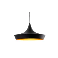 suspension firstlight products firstlight leo suspension dome noir avec intérieur or mat