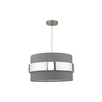suspension dar lighting dar oki - abat-jour cylindrique easy fit gris avec bande chromée