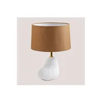 lampe à poser sklum lampe de table en céramique itape blanc 41,5 cm