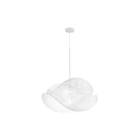 lampadaire luce ambiente design suspension rhei-leaf en métal perforé blanc à double voile