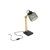 lampe à poser altobuy mago - lampe à poser orientable en pin abat-jour grillage métal noir -