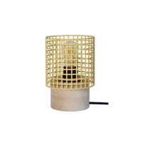 lampe de chevet tosel 65528 lampe de chevet cylindrique bois naturel et jaune pastel l 13,5 p 13,5 h 19,5 cm ampoule e27