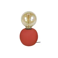 lampe de chevet tosel 66141 lampe de chevet globe bois rouge l 11 p 11 h 21 cm ampoule e27