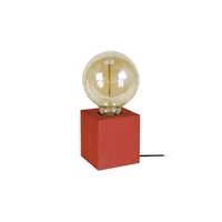 lampe de chevet tosel 66169 lampe de chevet carré bois rouge l 8 p 8 h 21 cm ampoule e27