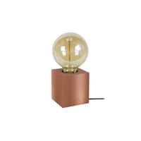 lampe de chevet tosel 66172 lampe de chevet carré bois cuivre l 8 p 8 h 21 cm ampoule e27