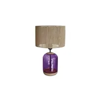 lampe de chevet tosel 66565 lampe de chevet cylindrique bois et verrenaturel et violet l 25 p 25 h 41 cm ampoules e27