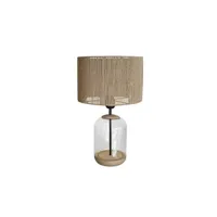 lampe de chevet tosel 66563 lampe de chevet cylindrique bois et verrenaturel et transparent l 25 p 25 h 41 cm ampoules e27