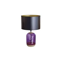 lampe à poser tosel 66585 lampe a poser cylindrique bois et verrenaturel et violet l 30 p 30 h 50 cm ampoules e27