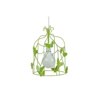 suspension tosel 11150 suspension lanterne métal vert l 23 p 23 h 96 cm ampoule e27