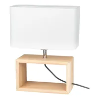 lampe à poser rectangulaire 1xe27 max.25w chêne huilé cadre blanc