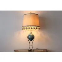 lampe de table ou bureau néoclassique en oeuf d'autruche bleue hollywood regency attribuée à maison charles | st.88