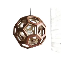 lampe icosaèdre en bois géométrique, lumière naturel de noyer, applique contemporaine, luminaire fait main, lampe à suspendre personnalisable
