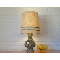 lampe en céramique vintage/lampe à lave grande lampe de bureau poterie table faite la main fat lava turquoise lampadaire