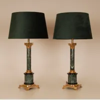 lampes de bureau empire italien or bronze doré marbre vert