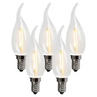 lot de 5 lampes bougies à filament led e14 bxs35 1w 100lm 2200k