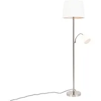 lampadaire classique en acier avec abat-jour blanc et lampe de lecture - retro