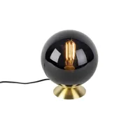 lampe de table art déco en laiton avec verre noir - pallon